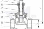 Клапан бронзовый невозвратно-запорный муфтовый, бронза Rg 5 / латунь SoMs 59 c контргайкой тип 20.53.03 / 20.53.04