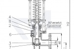 Клапан отливной невозвратно-запорный угловой фланцевый VG-длина Gbz 10/CuSn 6 со столбовой насадкой и пружинным нагружением, регулируемое давление открытия от 0,1-0,5 bar тип 22.10.07