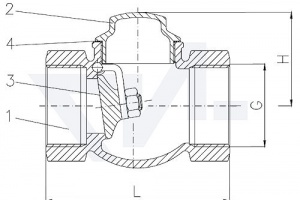Захлопка муфтовая проходная невозвратная, Rg 5 для горизонтального и вертикального монтажа, с металлическим уплотнением тип 21.51.01