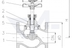 Бронзовый судовой запорный клапан фланцевый проходной с резьбовой крышкой и регулирующим золотником PN16 тип 20.05.51