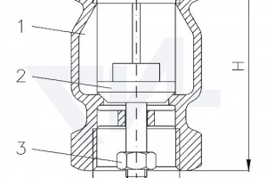 Клапан судовой невозвратный муфтовый, бронза Rg 5 для установки в вертикальном положении тип 21.55.02