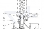 Клапан отливной проходной фланцевый VG-длина, Gbz 10/CuSn 6 со столбовой насадкой и пружинным нагружением, регулируемое давление открытия от 0,1-0,5 bar тип 22.10.01