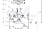 Клапан судовой запорный бронзовый фланцевый проходной с резьбовой крышкой PN16 с предохранителем от раскрутки (судостроительная норма) тип 20.07.01