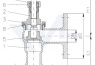Фланцевый невозвратно-запорный клапан с резьбовой крышкой PN16 с контргайкой тип 20.08.03 / 20.08.04, бронза Rg5 / латунь