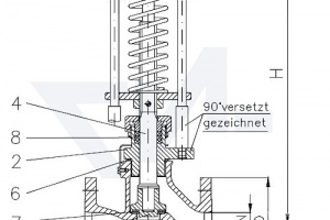 Клапан судовой отливной невозвратно-запорный проходной фланцевый VG-длина, Gbz 10/CuSn 6 со столбовой насадкой и пружинным нагружением, регулируемое давление открытия от 0,1-0,5 bar тип 22.10.06
